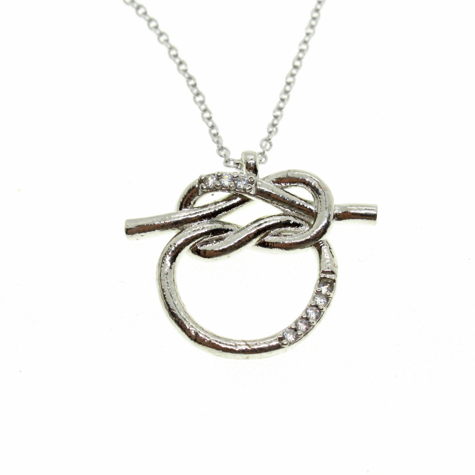 Toptan Gümüş Renk Zirkon Taşlı Yuvarlak Düğüm Kolye - 1889 3 Toptan Gümüş Renk Zirkon Taşlı Yuvarlak Düğüm Kolye - 1889