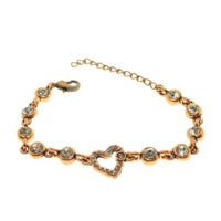 Toptan Antik Bakır Renk Kalp Su Yolu Bileklik - 1918