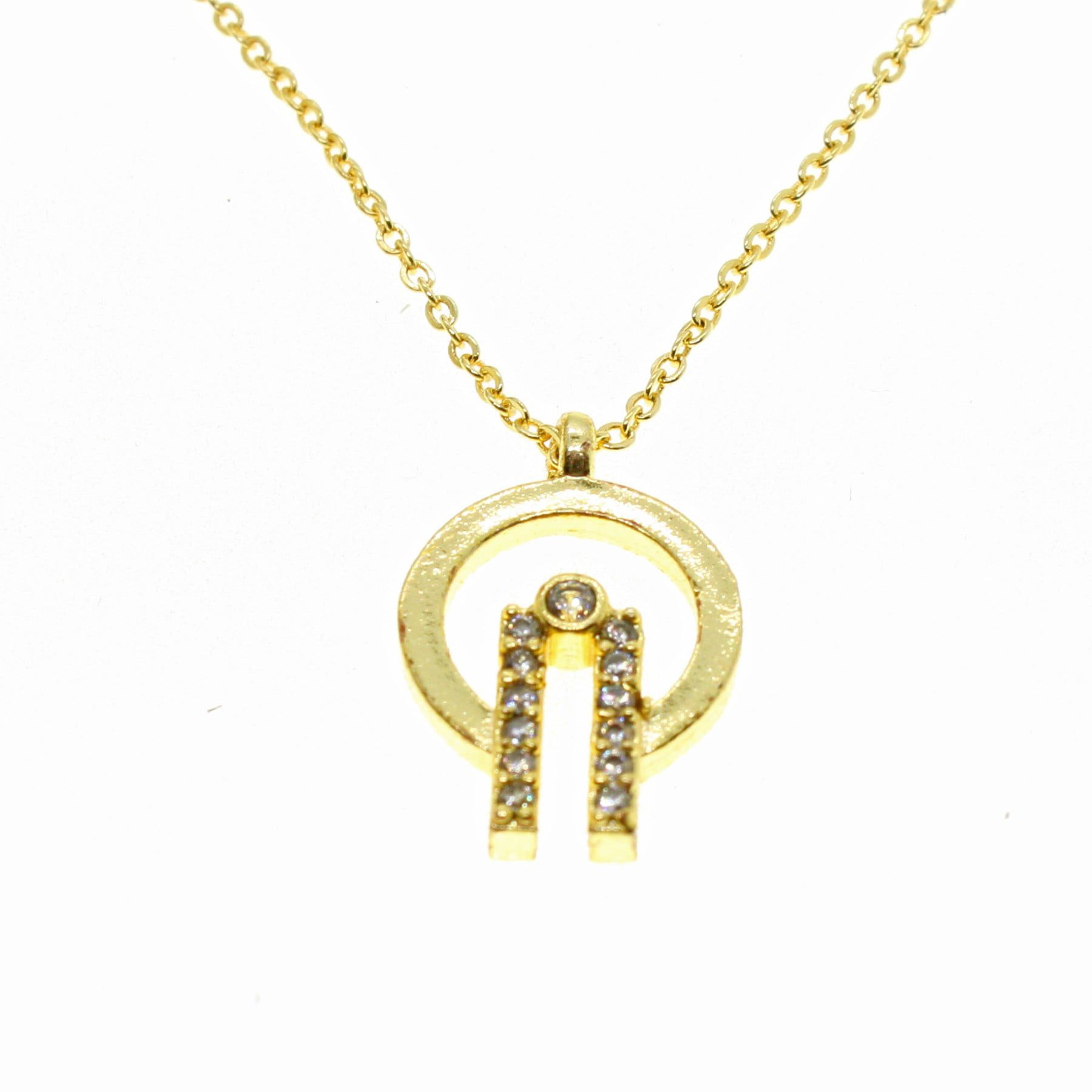 Toptan Altın Renk Zirkon Taşlı Yuvarlak C Model Kolye - 1883 3 Toptan Altın Renk Zirkon Taşlı Yuvarlak C Model Kolye - 1883