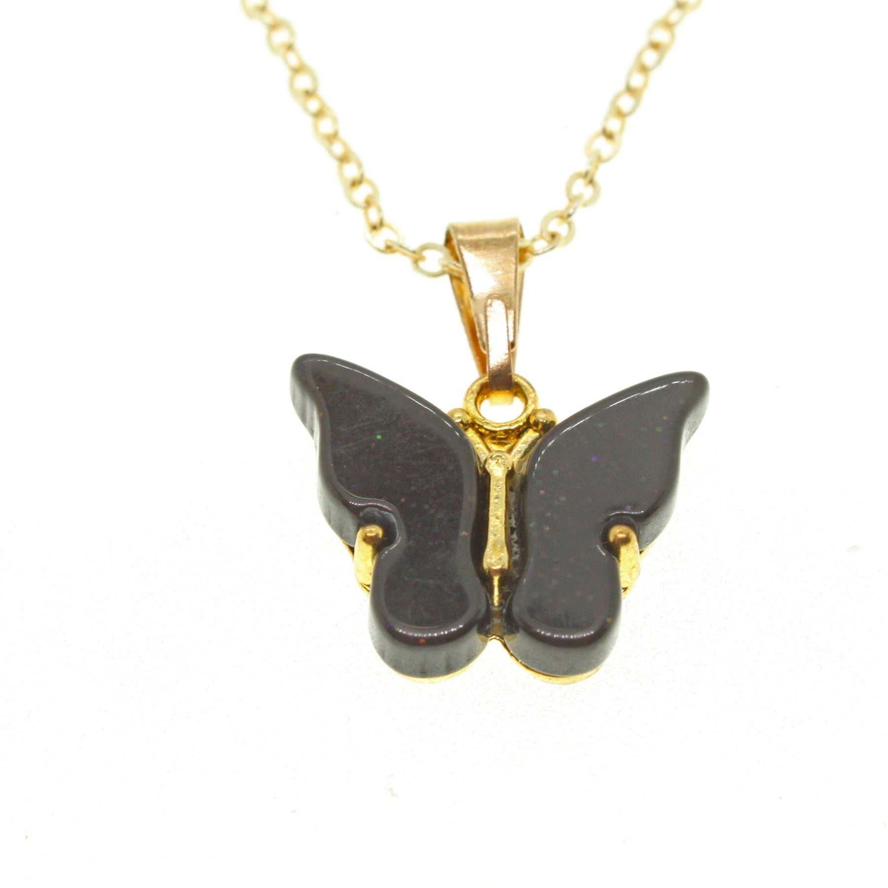 Toptan Altın Renk Zirkon Taşlı Siyah Kelebek Kolye - 1881 3 Toptan Altın Renk Zirkon Taşlı Siyah Kelebek Kolye - 1881