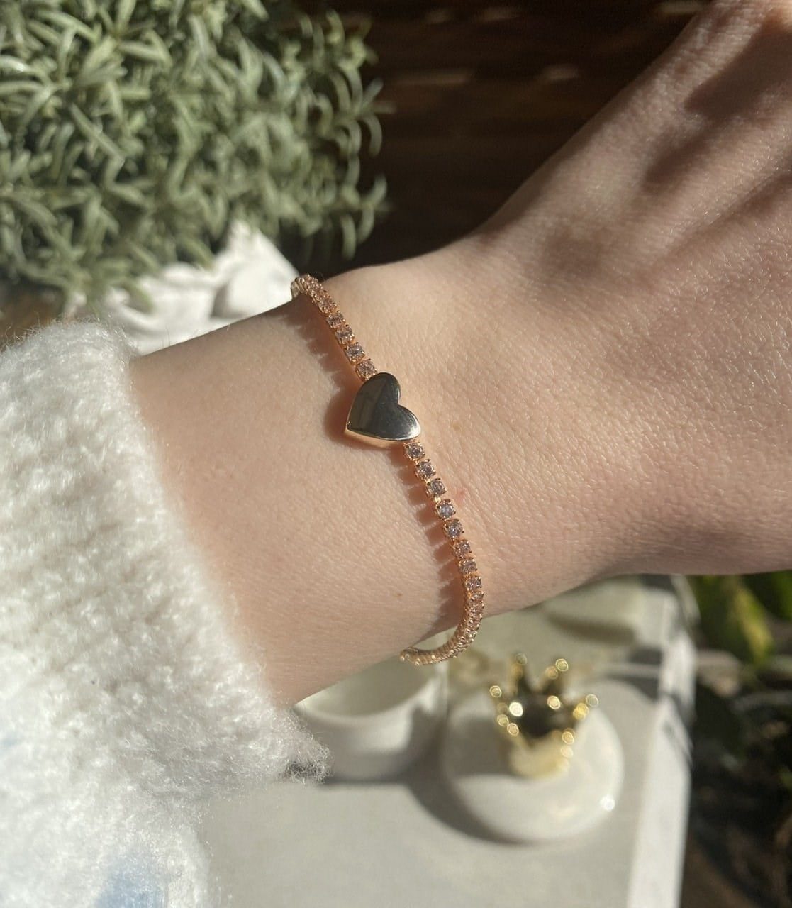 Toptan Altın Renk Kalp Şerit Su Yolu Model Zirkon Bileklik - 2056 3 Toptan Altın Renk Kalp Şerit Su Yolu Model Zirkon Bileklik - 2056