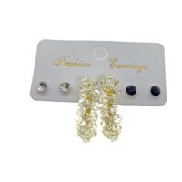 Toptan Altın Renk Şeffaf Boncuk Şık Pollyanna El İşi Kombin Küpe - 2253