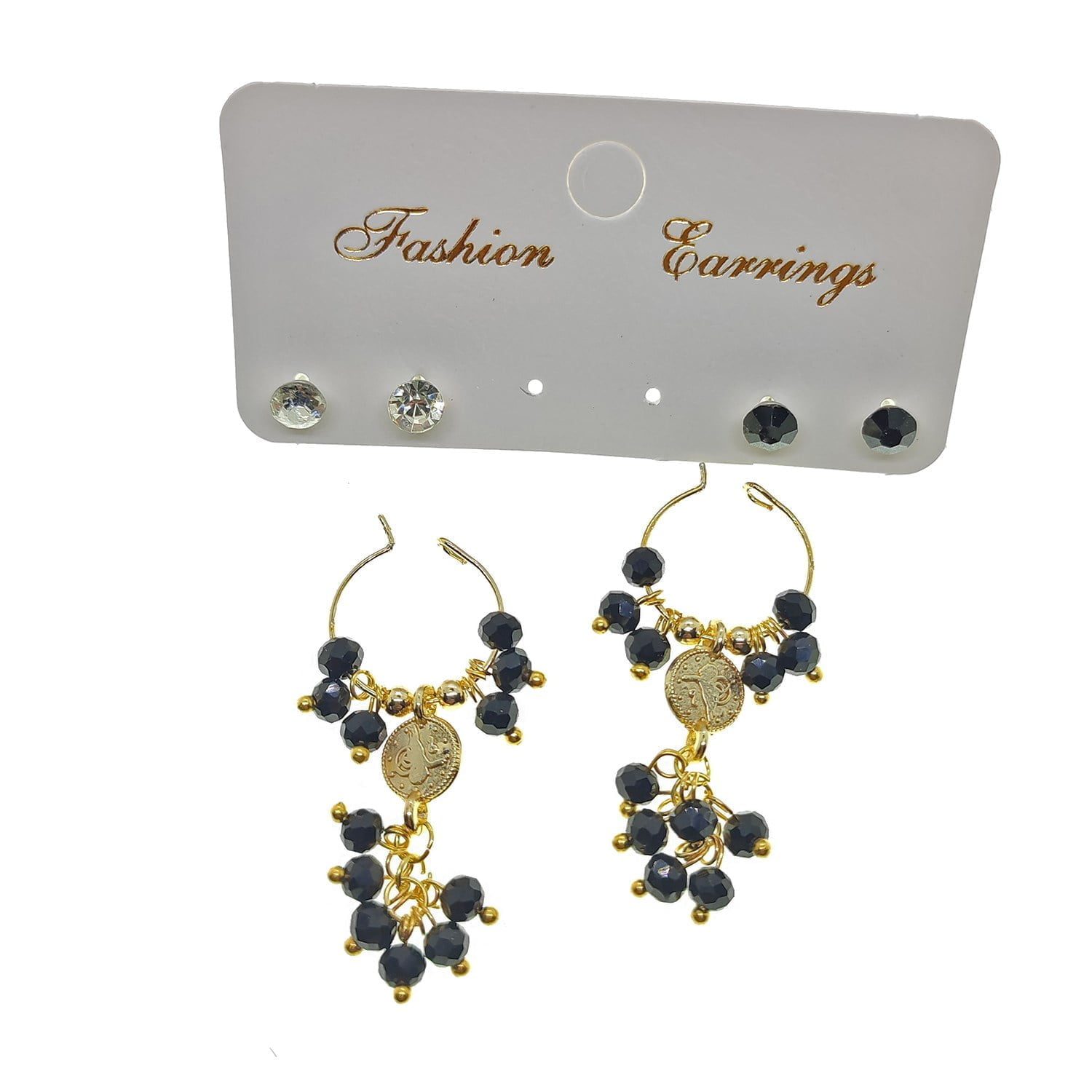 Toptan Altın Renk Siyah Boncuk Şık Sallantılı El İşi Kombin Küpe - 2227 3 Toptan Altın Renk Siyah Boncuk Şık Sallantılı El İşi Kombin Küpe - 2227