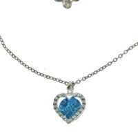 Toptan Gümüş Renk Akua Tek Taş Zirkon Taşlı Kalp Model Zirkon Kolye - 2202