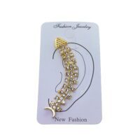 Toptan Altın Renk Balık Kılçık Model Taşlı Kıkırdak Küpe - 2394