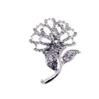 Toptan Gümüş Renk Çiçek Model Broş - 2358