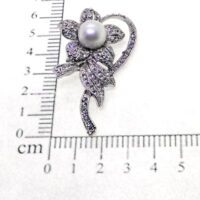 Alternative view of Toptan Gümüş Renk Çiçek Model İncili Broş - 2355