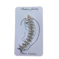 Toptan Gümüş Renk Balık Kılçık Model Taşlı Kıkırdak Küpe - 2393