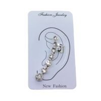 Toptan Gümüş Renk Sıra Taşlı Kıkırdak Küpe - 2389