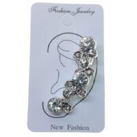 Toptan Gümüş Renk Büyük Taşlı Kıkırdak Küpe - 2396