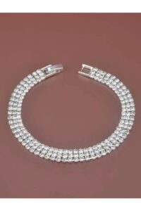 Toptan Gümüş Renk Kadın Üç Sıra Su Yolu Model Zirkon Bileklik - 2414 5 c8bb39e58b6a445e834024594fc25d35-toptan taki