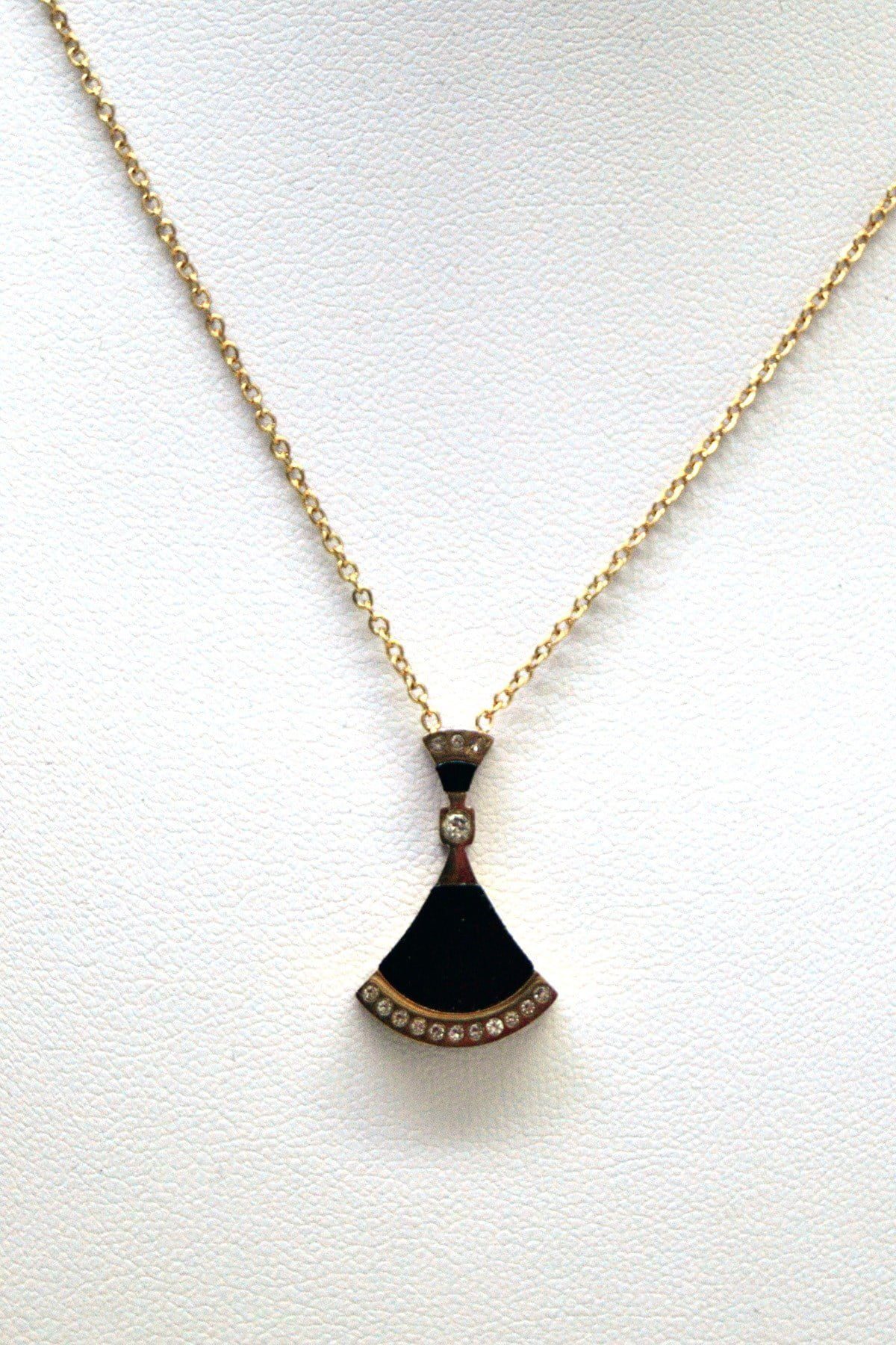 Toptan Altın Renk Siyah Sedef Çelik Kolye - 2491 3 Toptan Altın Renk Siyah Sedef Çelik Kolye - 2491