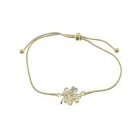 Toptan Altın Renk Yonca Asansör Çelik Bileklik - 2602