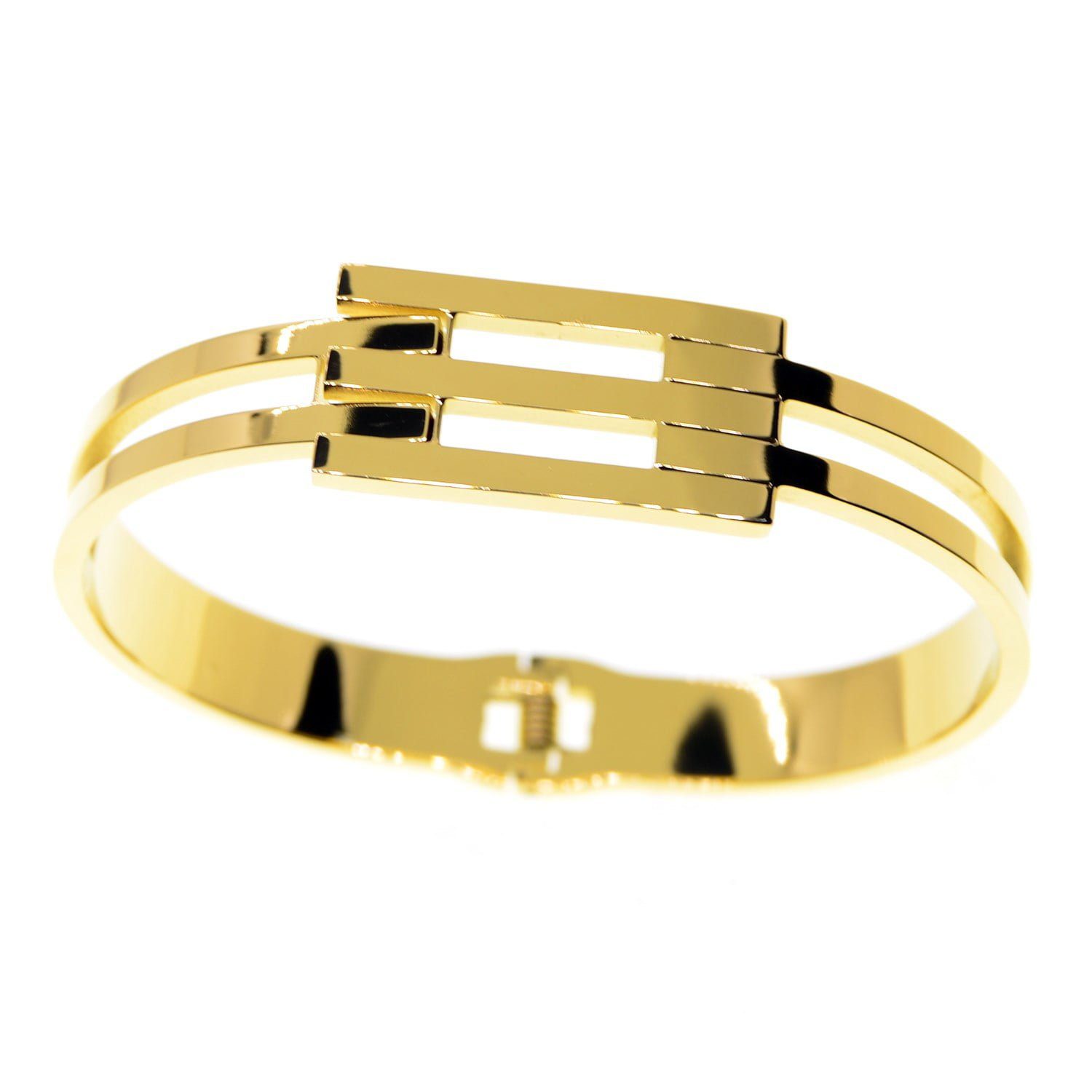 Toptan Altın Renk Kaburga Model Çelik Kelepçe Bileklik - 2658 3 Toptan Altın Renk Kaburga Model Çelik Kelepçe Bileklik - 2658