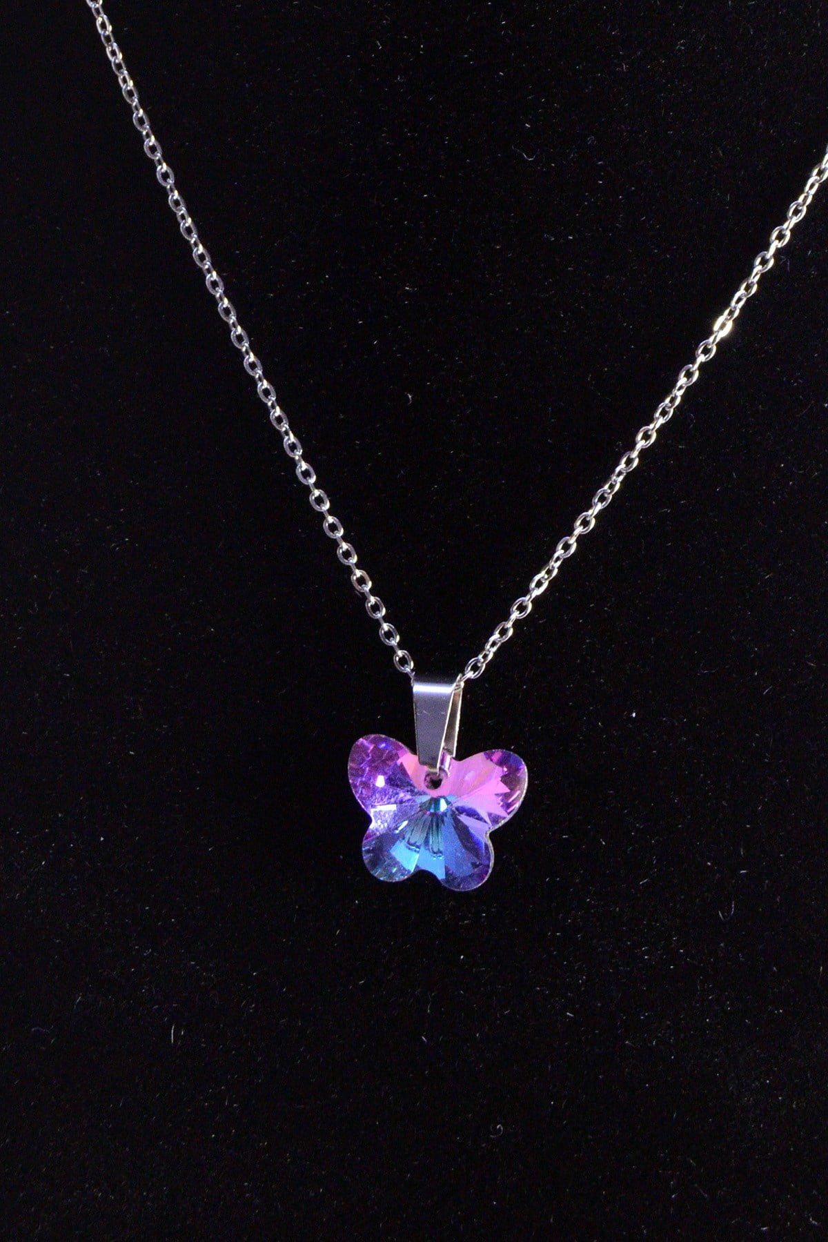 Toptan Gümüş Renk Kelebek Çelik Kolye - 2477 3 Toptan Gümüş Renk Kelebek Çelik Kolye - 2477