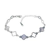 Toptan Gümüş Renk Sedef Çelik Bileklik - 2623