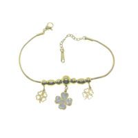 Toptan Altın Renk Yonca Sedefli Yonca Pandora Çelik Bileklik - 2590