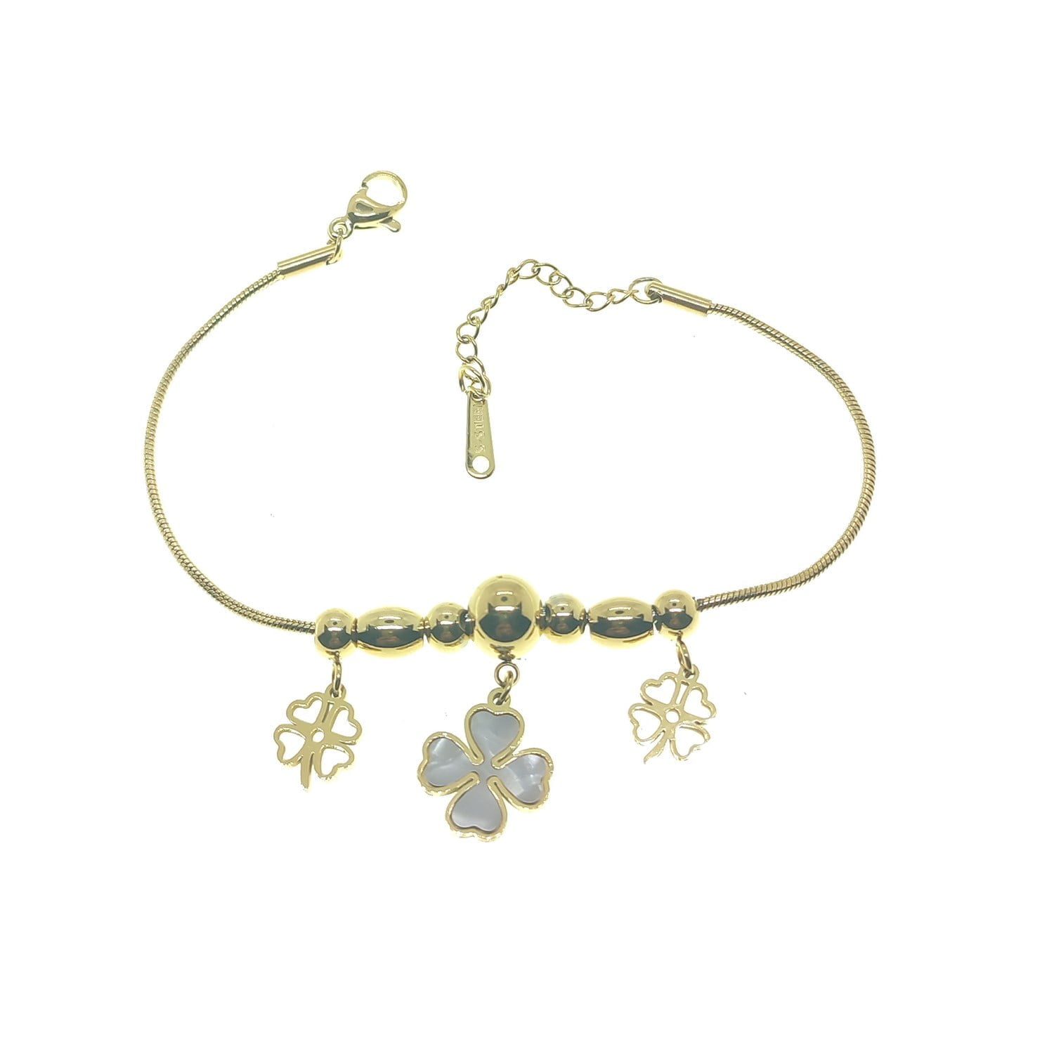 Toptan Altın Renk Yonca Sedefli Yonca Pandora Çelik Bileklik - 2590 3 Toptan Altın Renk Yonca Sedefli Yonca Pandora Çelik Bileklik - 2590