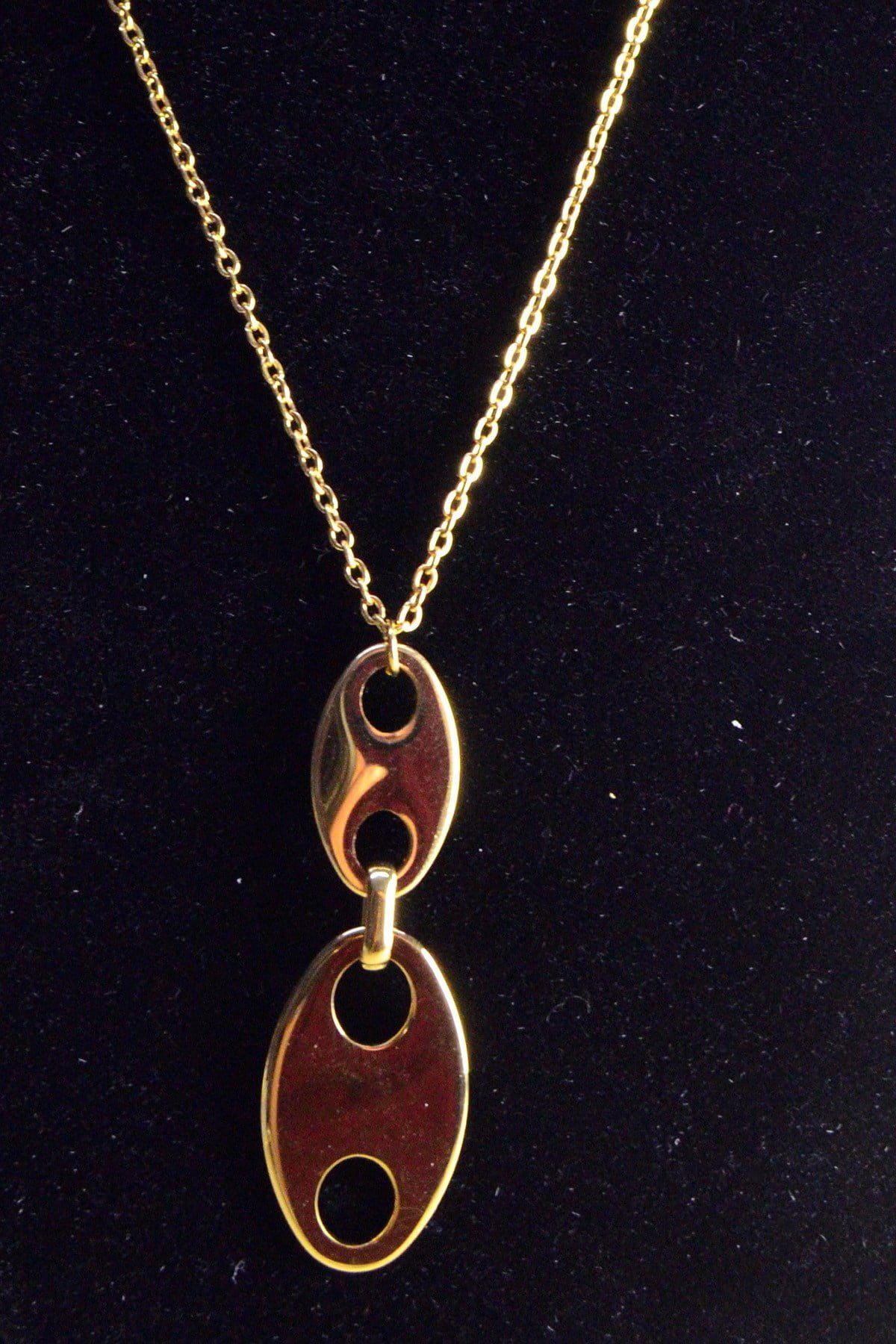 Toptan Altın Renk Oval Çelik Kolye - 2434 3 Toptan Altın Renk Oval Çelik Kolye - 2434