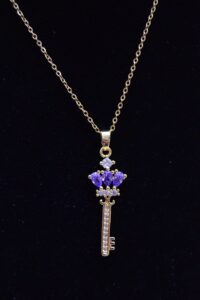 Toptan Altın Renk Kral Anahtar Çelik Kolye - 2504