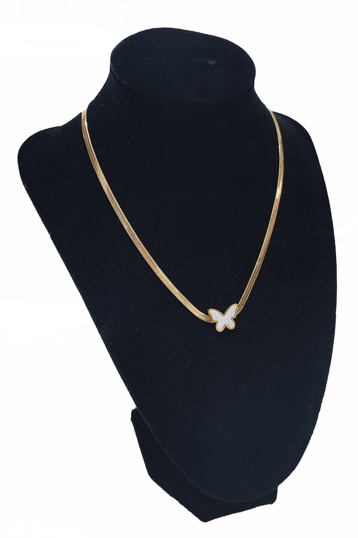 Toptan Altın Renk İtalyan Kelebek Çelik Kolye - 2515 3 Toptan Altın Renk İtalyan Kelebek Çelik Kolye - 2515