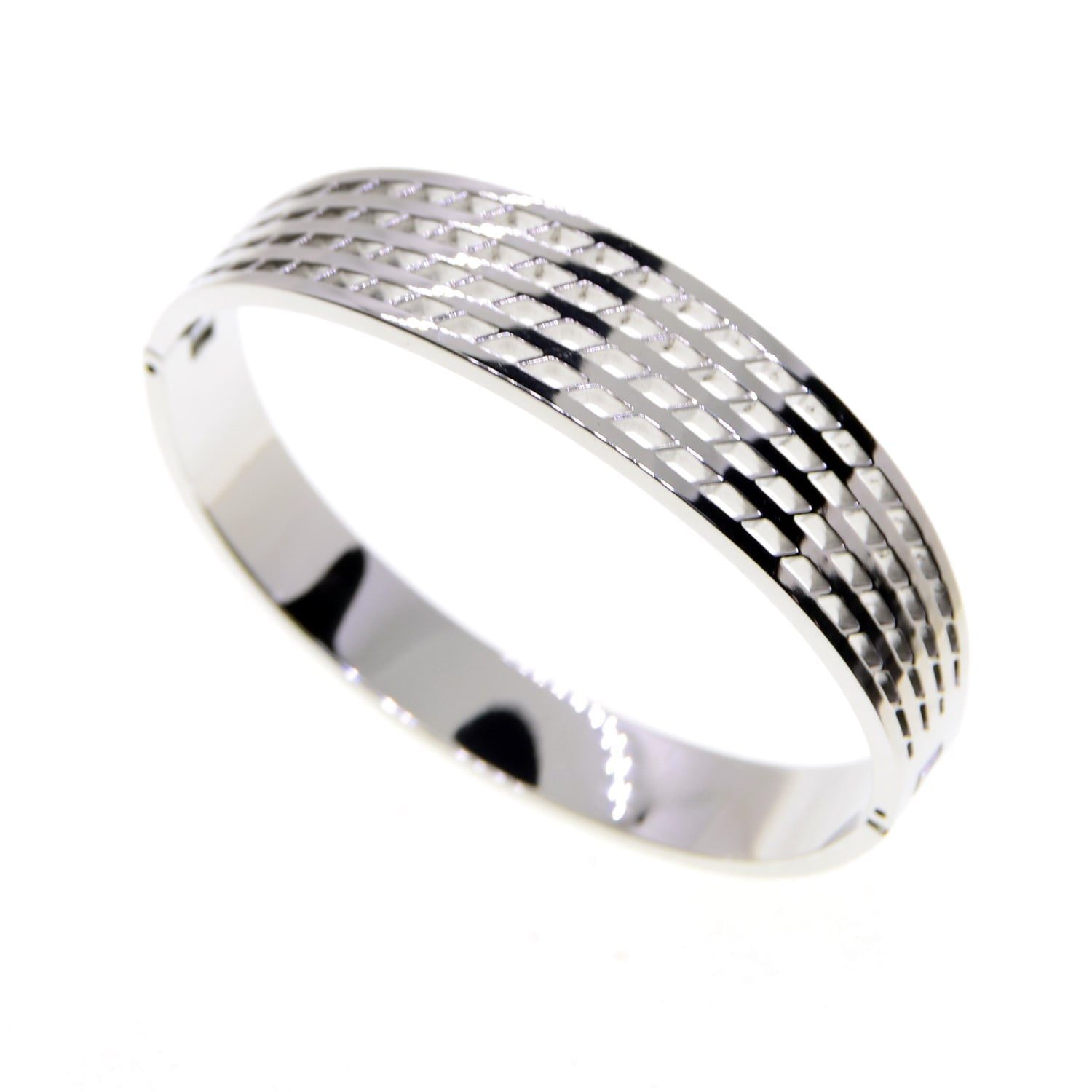 Toptan Gümüş Renk Petek Model Çelik Kelepçe Bileklik - 2661 4 Toptan Gümüş Renk Petek Model Çelik Kelepçe Bileklik - 2661 - Görsel 2