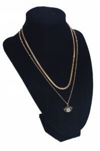 Toptan Altın Renk İtalyan Sf Nazar Göz  Çelik Kolye - 2520