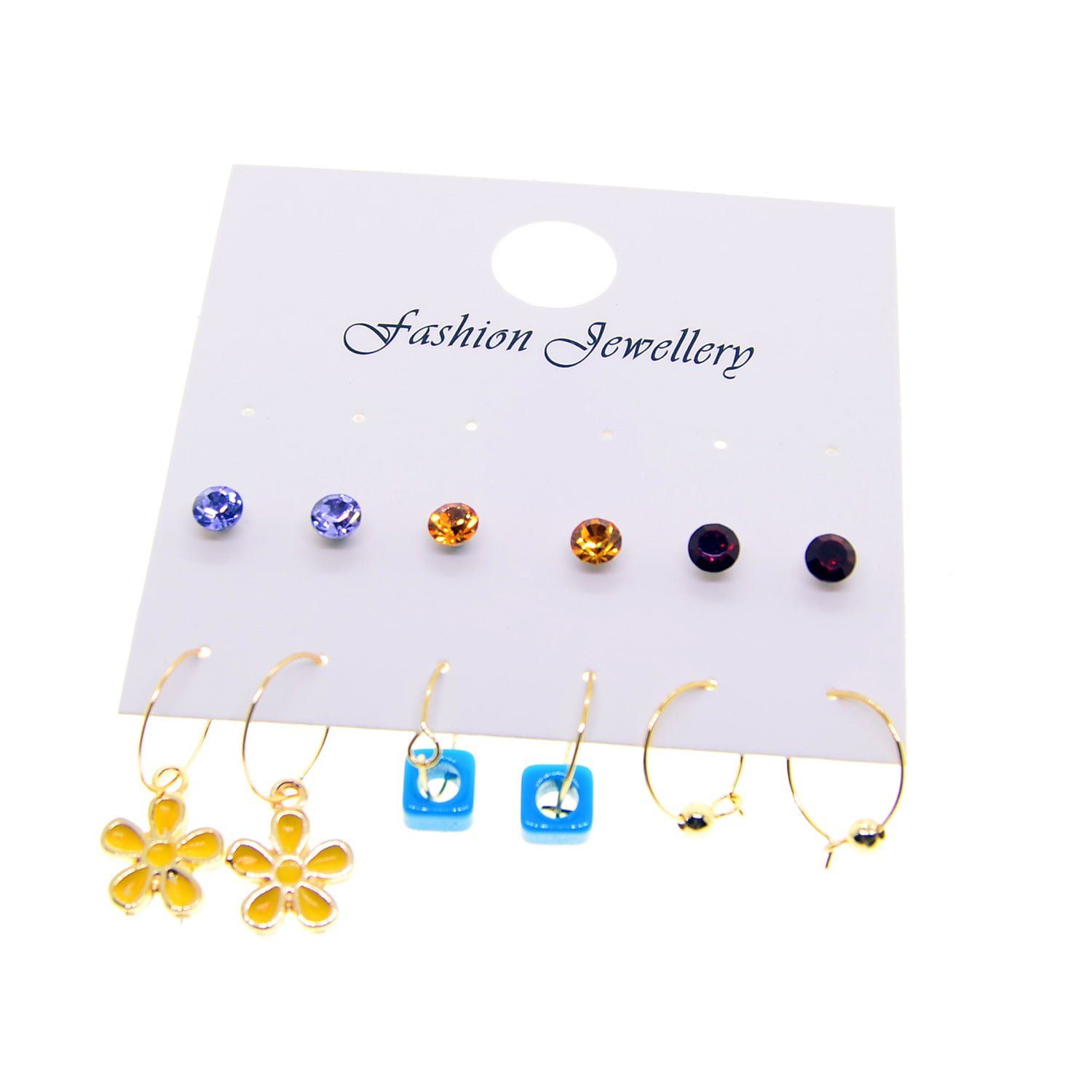 Toptan Altın Renk Papatya Kombin Karışık Küpe - 2702 3 Toptan Altın Renk Papatya Kombin Karışık Küpe - 2702