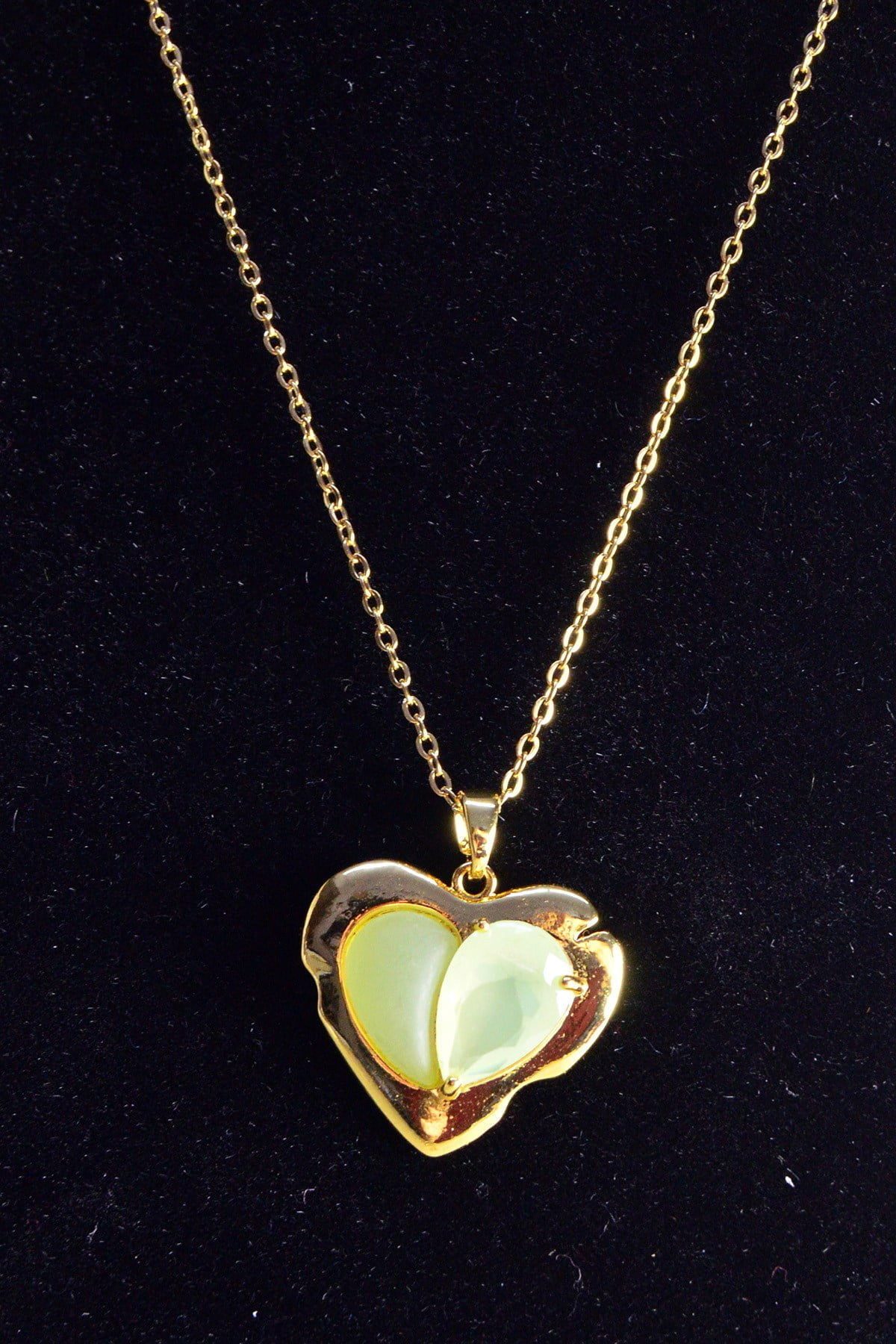 Toptan Altın Renk Kalp Çelik Kolye - 2468 3 Toptan Altın Renk Kalp Çelik Kolye - 2468