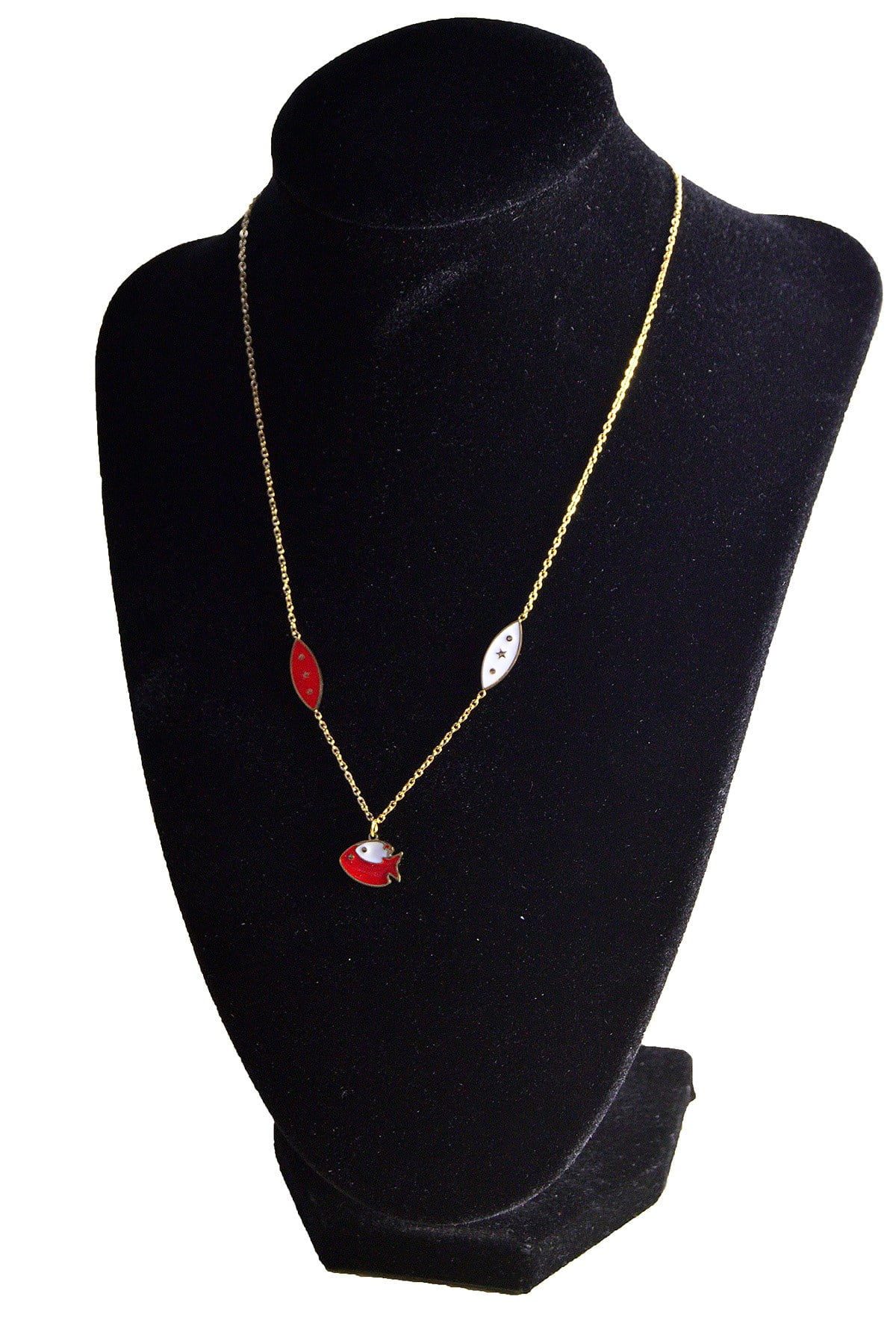 Toptan Altın Renk Balık Çelik Kolye - 2422 3 Toptan Altın Renk Balık Çelik Kolye - 2422