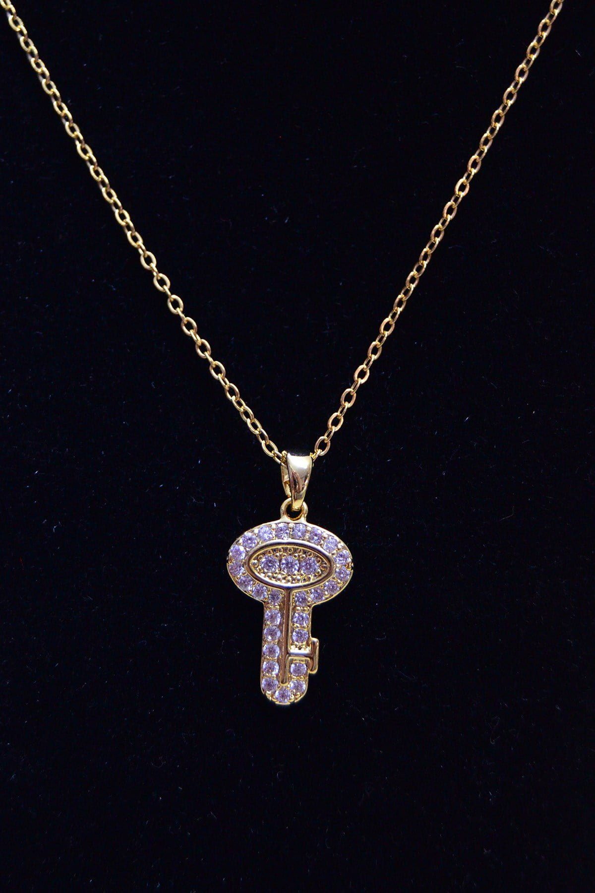 Toptan Altın Renk Anahtar Çelik Kolye - 2501 3 Toptan Altın Renk Anahtar Çelik Kolye - 2501