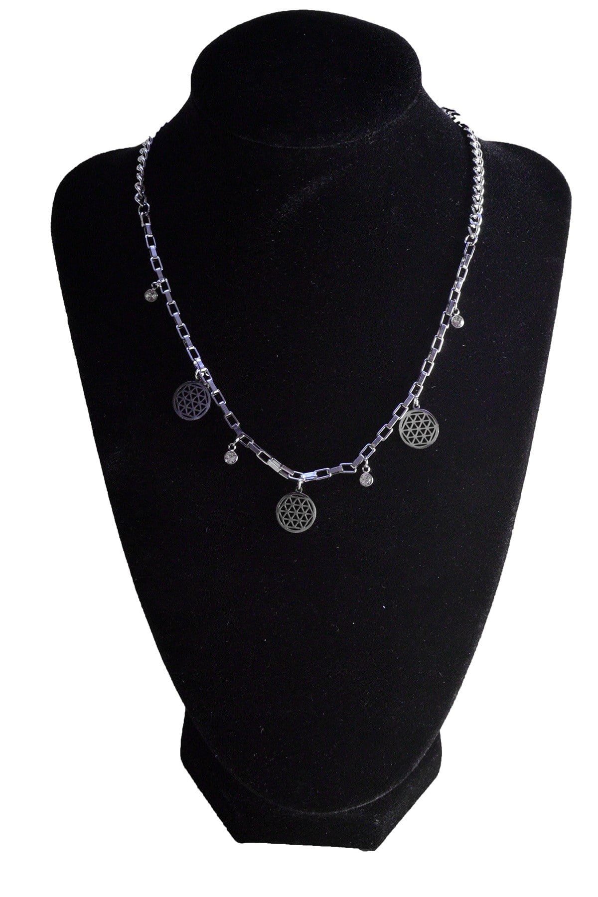 Toptan Gümüş Renk Petek Çelik Kolye - 2451 3 Toptan Gümüş Renk Petek Çelik Kolye - 2451