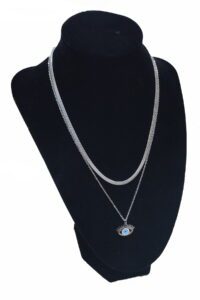 Toptan Gümüş Renk İtalyan Sf Nazar Göz  Çelik Kolye - 2519