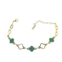 Toptan Altın Renk Yeşil Sedefli Çelik Bileklik - 2634