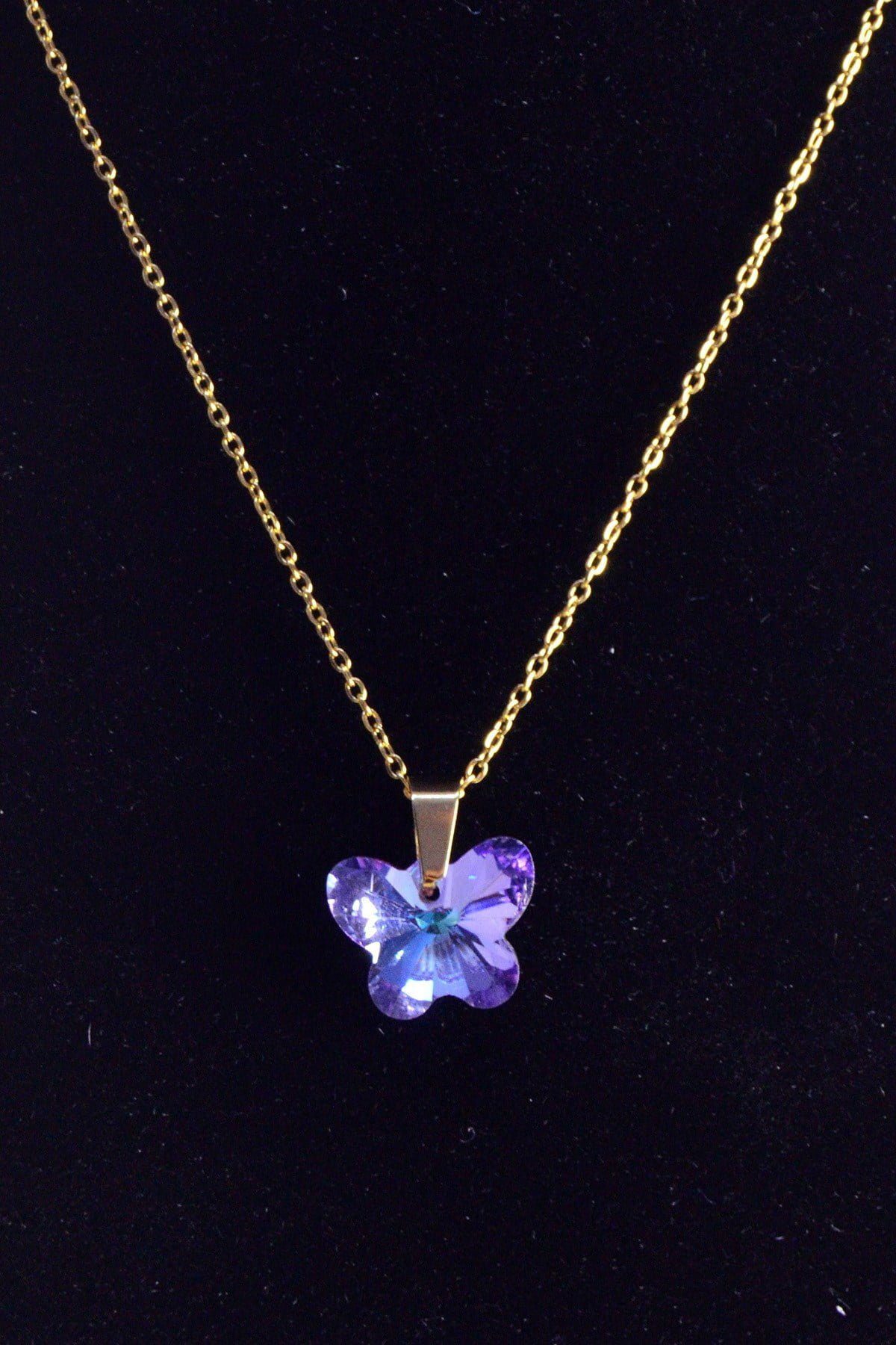 Toptan Altın Renk Kelebek Çelik Kolye - 2478 3 Toptan Altın Renk Kelebek Çelik Kolye - 2478