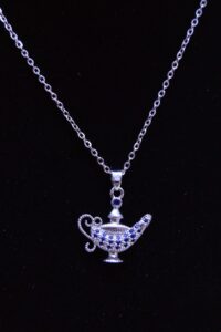 Toptan Gümüş Renk Alaaddin Lamba  Çelik Kolye - 2500