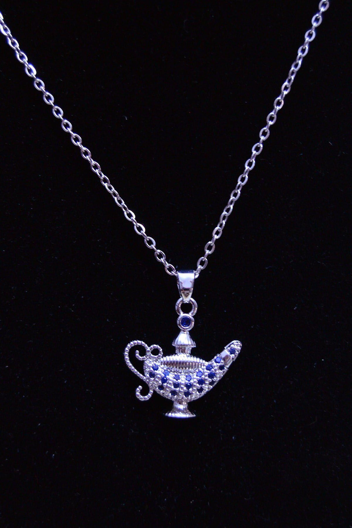 Toptan Gümüş Renk Alaaddin Lamba Çelik Kolye - 2500 3 Toptan Gümüş Renk Alaaddin Lamba Çelik Kolye - 2500