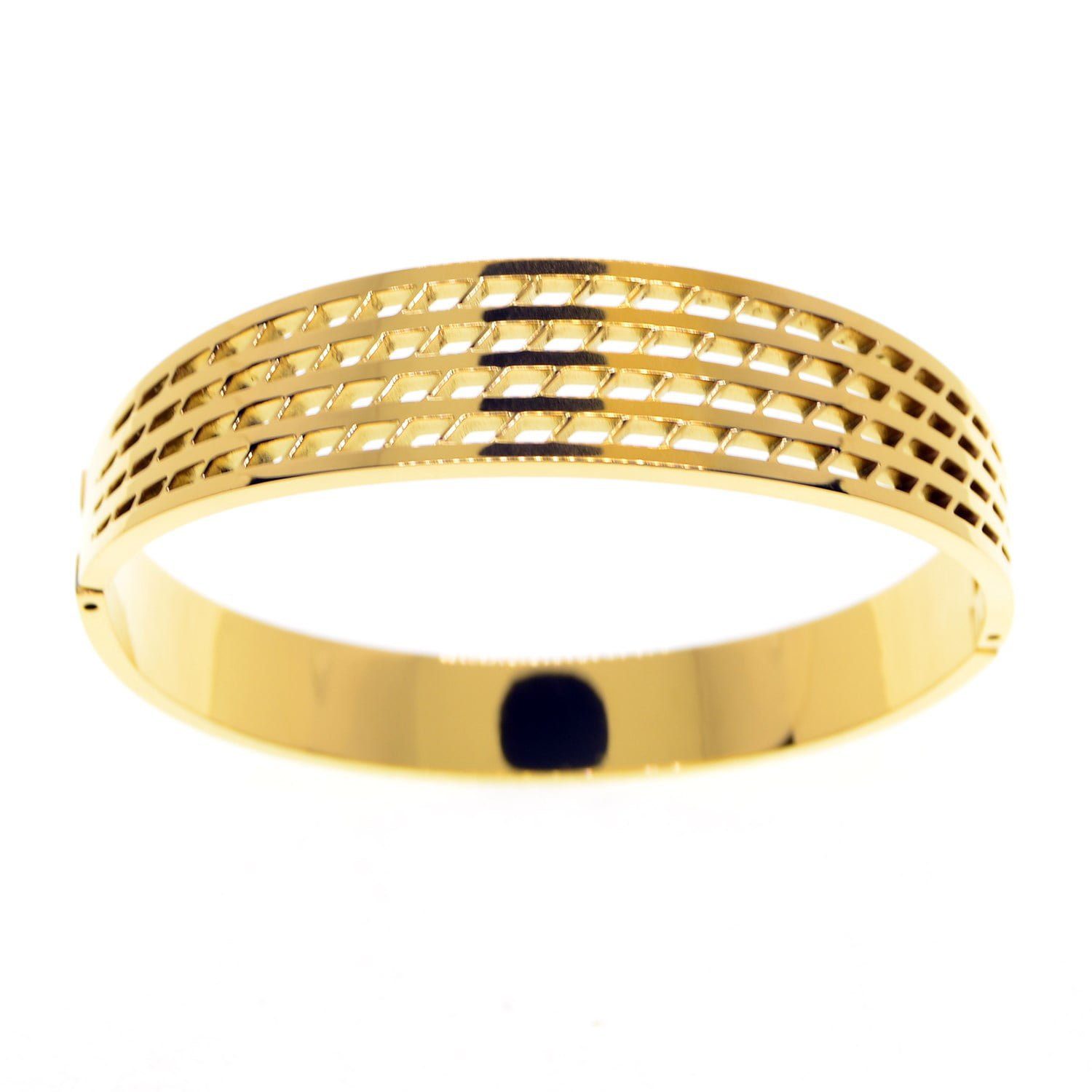 Toptan Altın Renk Petek Model Çelik Kelepçe Bileklik - 2660 4 Toptan Altın Renk Petek Model Çelik Kelepçe Bileklik - 2660 - Görsel 2