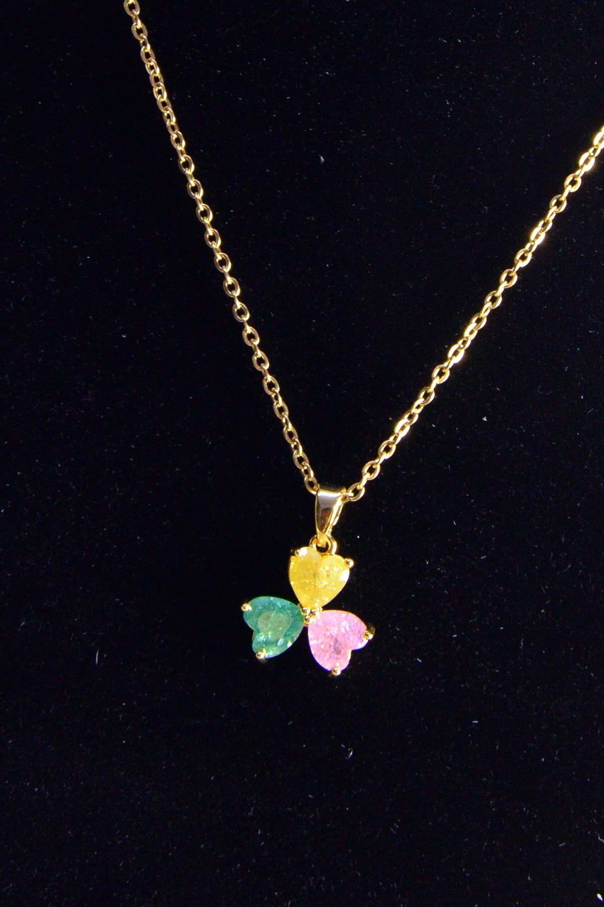 Toptan Altın Renk Kalp Çelik Kolye - 2456 3 Toptan Altın Renk Kalp Çelik Kolye - 2456