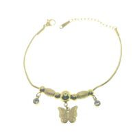 Toptan Altın Renk Kelebek  Pandora Çelik Bileklik - 2588