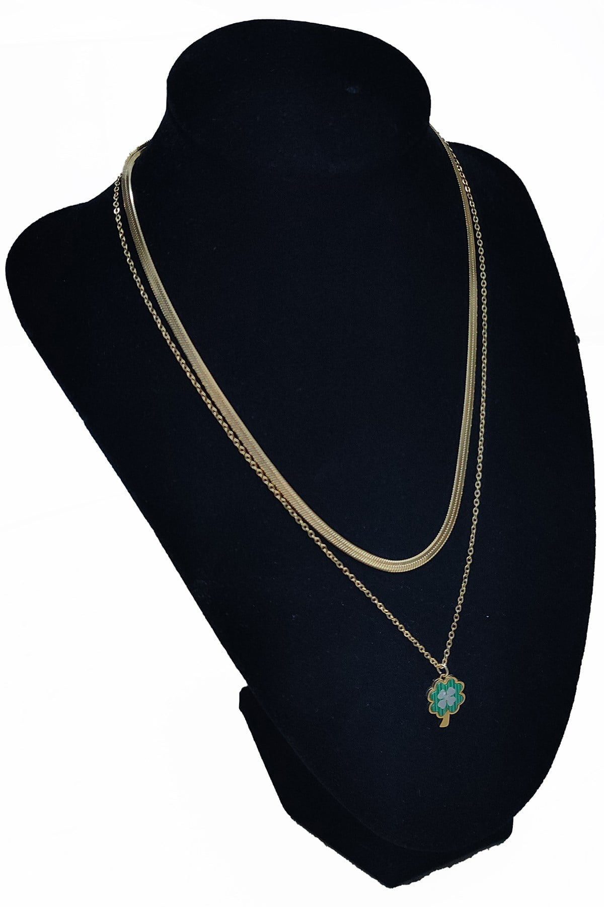 Toptan Altın Renk Çift Zincir İtalyan Sf Yeşil Yonca Çelik Kolye - 2547 4 Toptan Altın Renk Çift Zincir İtalyan Sf Yeşil Yonca Çelik Kolye - 2547 - Görsel 2