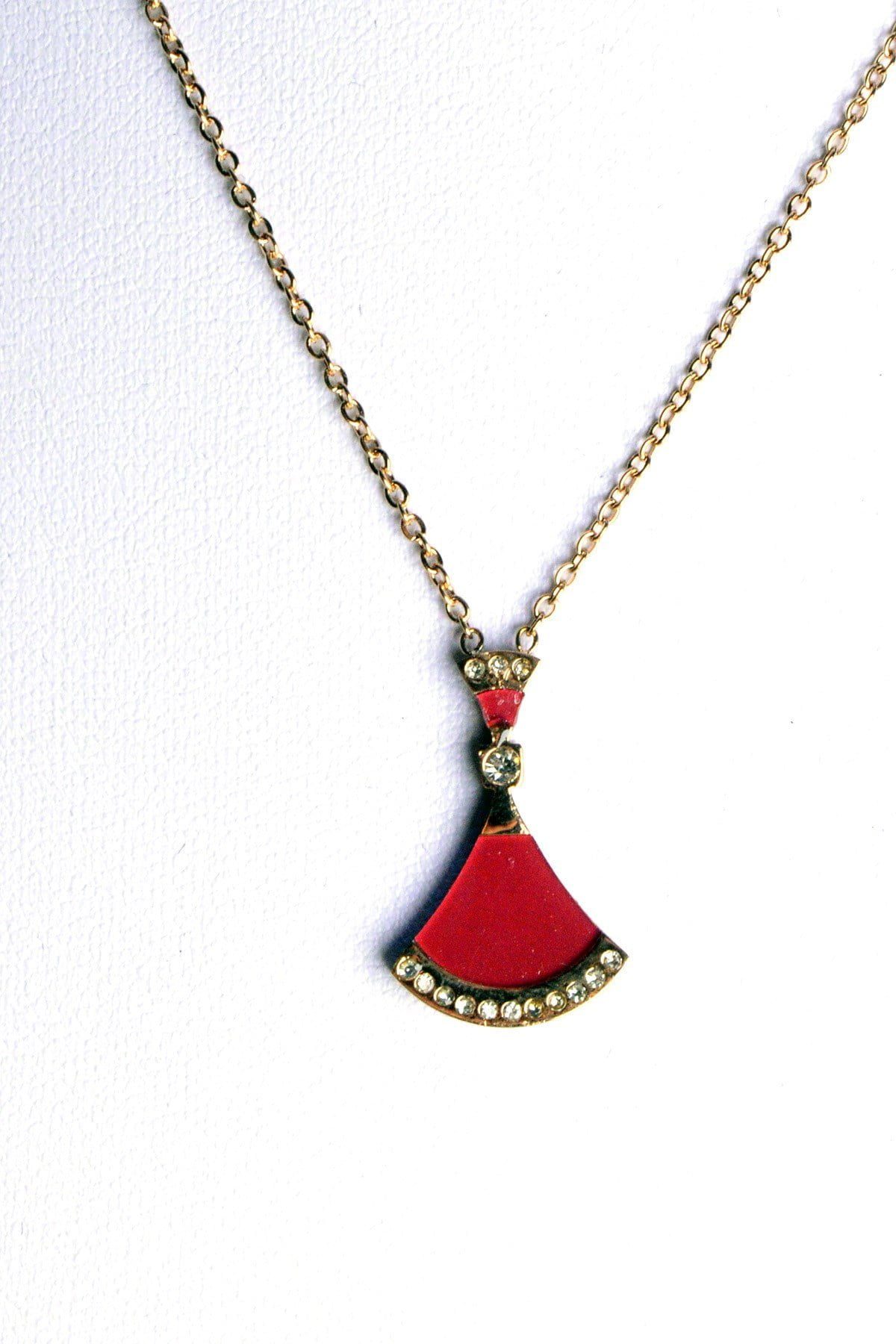 Toptan Altın Renk Kırmızı Sedef Çelik Kolye - 2492 3 Toptan Altın Renk Kırmızı Sedef Çelik Kolye - 2492