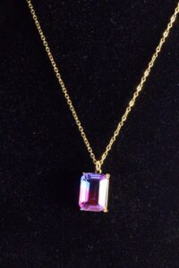 Toptan Altın Renk Dikdörtgen Çelik Kolye - 2431