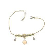 Toptan Altın Renk Sallantılı Yuvarlak Pandora Çelik Bileklik - 2597