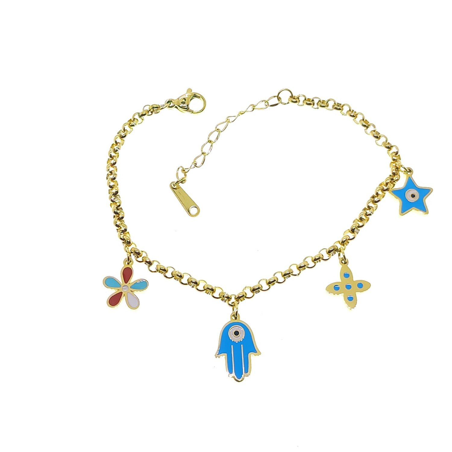 Toptan Altın Renk El Yıldız Çelik Bileklik - 2620 3 Toptan Altın Renk El Yıldız  Çelik Bileklik - 2620