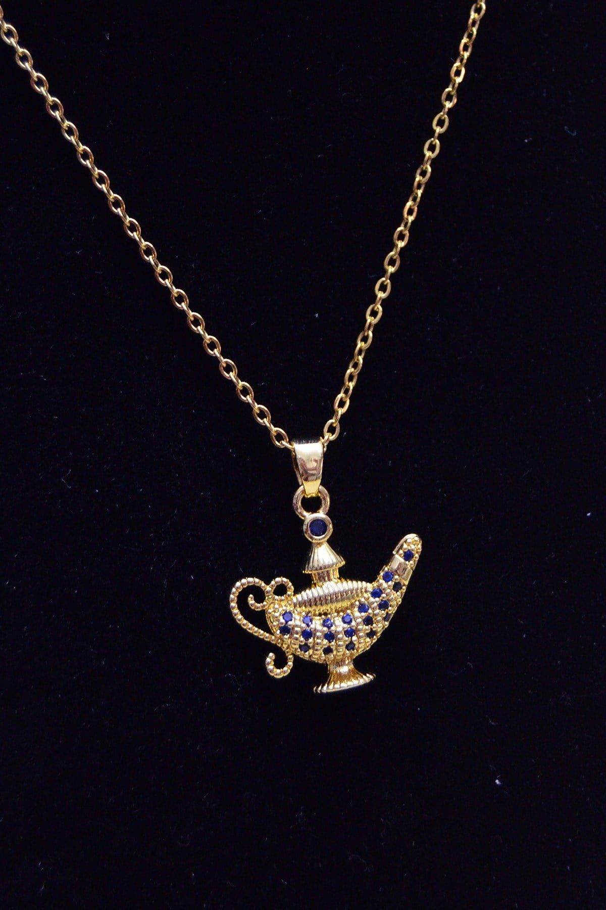 Toptan Altın Renk Alaaddin Lamba Çelik Kolye - 2499 3 Toptan Altın Renk Alaaddin Lamba Çelik Kolye - 2499