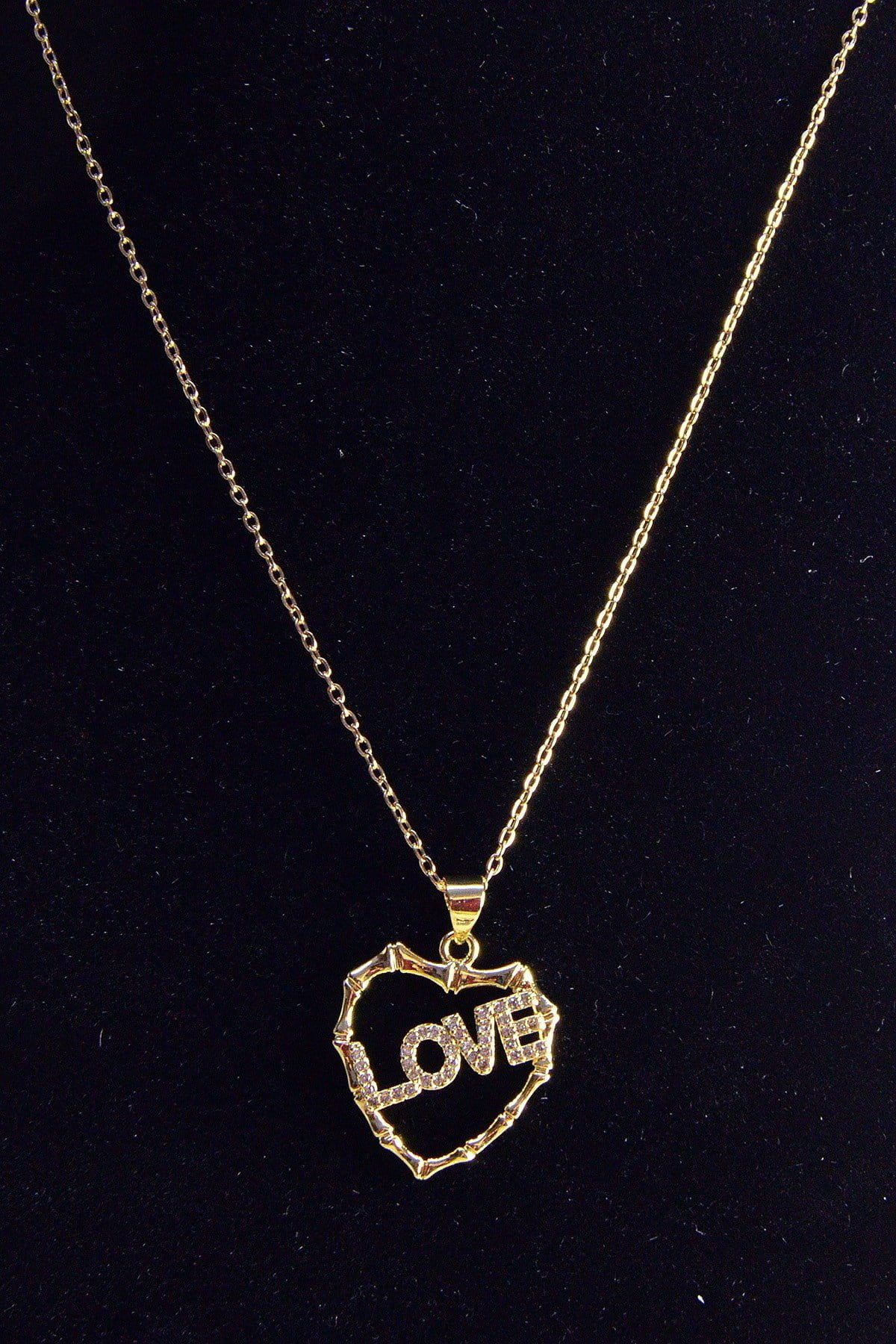 Toptan Altın Renk Kalp Love Çelik Kolye - 2453 3 Toptan Altın Renk Kalp Love Çelik Kolye - 2453