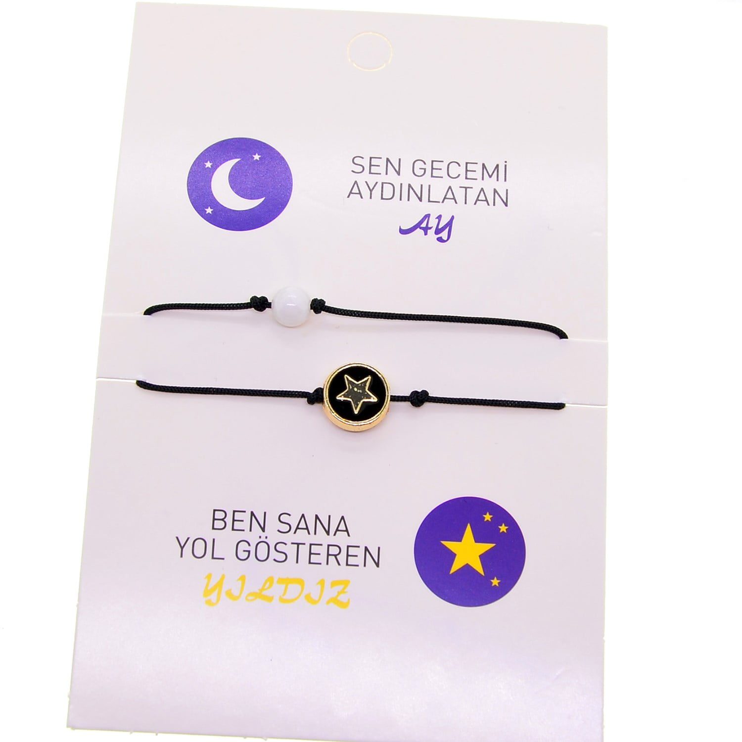 Toptan Altın Renk Ay Yıldız Arkadaş Şans Bilekliği - 2687 4 Toptan Altın Renk Ay Yıldız  Arkadaş Şans Bilekliği - 2687 - Görsel 2