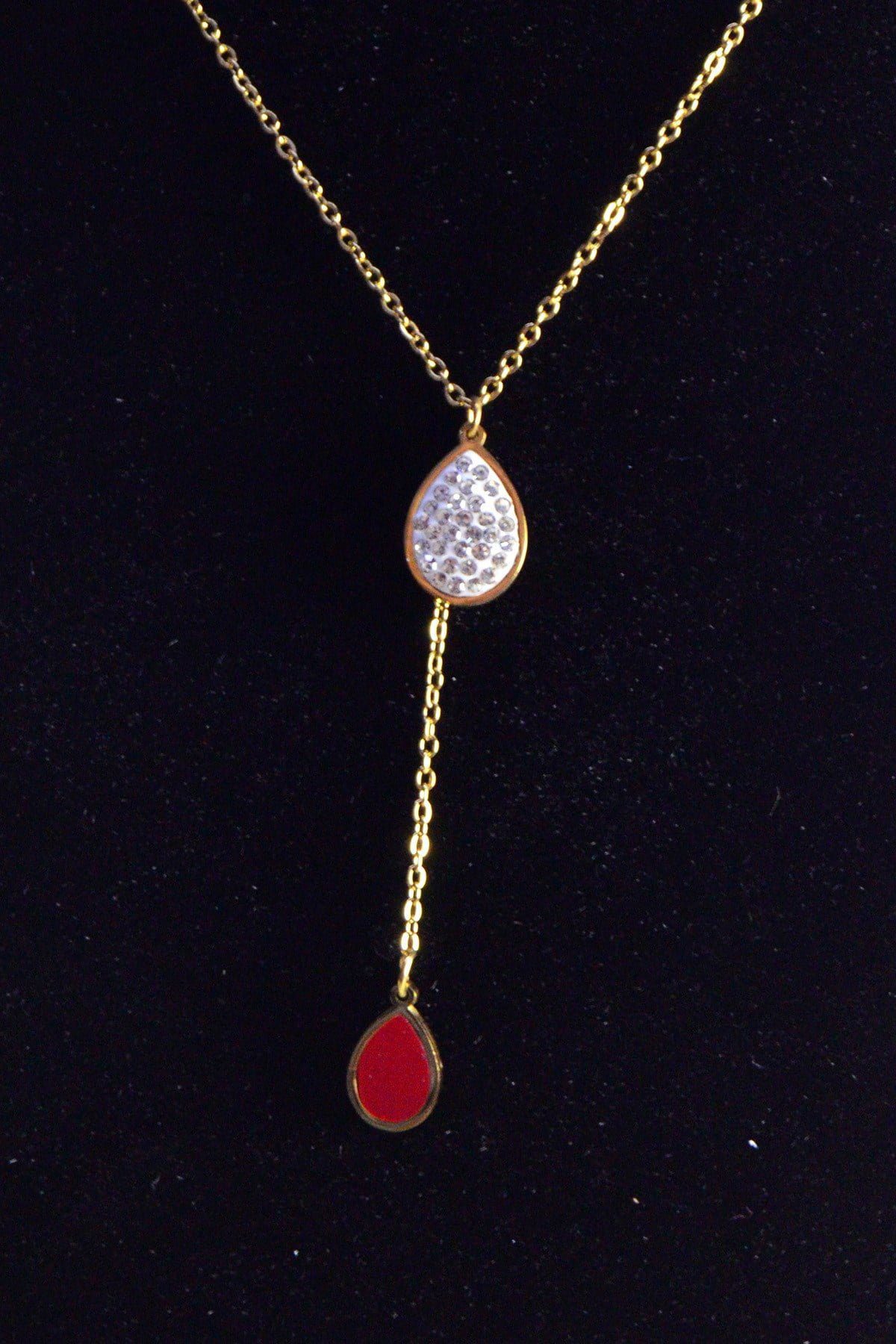 Toptan Altın Renk Damla Çelik Kolye - 2421 3 Toptan Altın Renk Damla Çelik Kolye - 2421