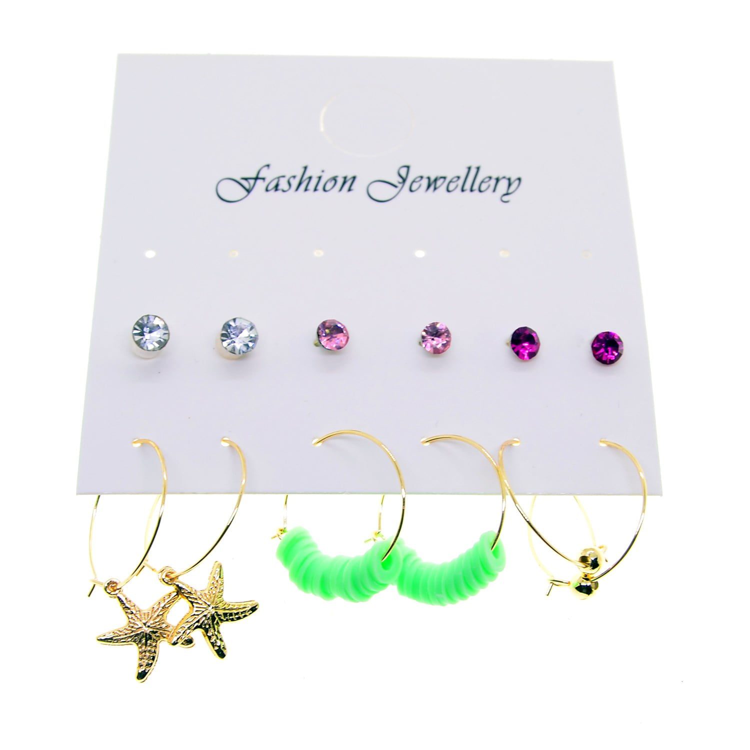 Toptan Altın Renk Yıldız Kombin Karışık Küpe - 2700 3 Toptan Altın Renk Yıldız Kombin Karışık Küpe - 2700